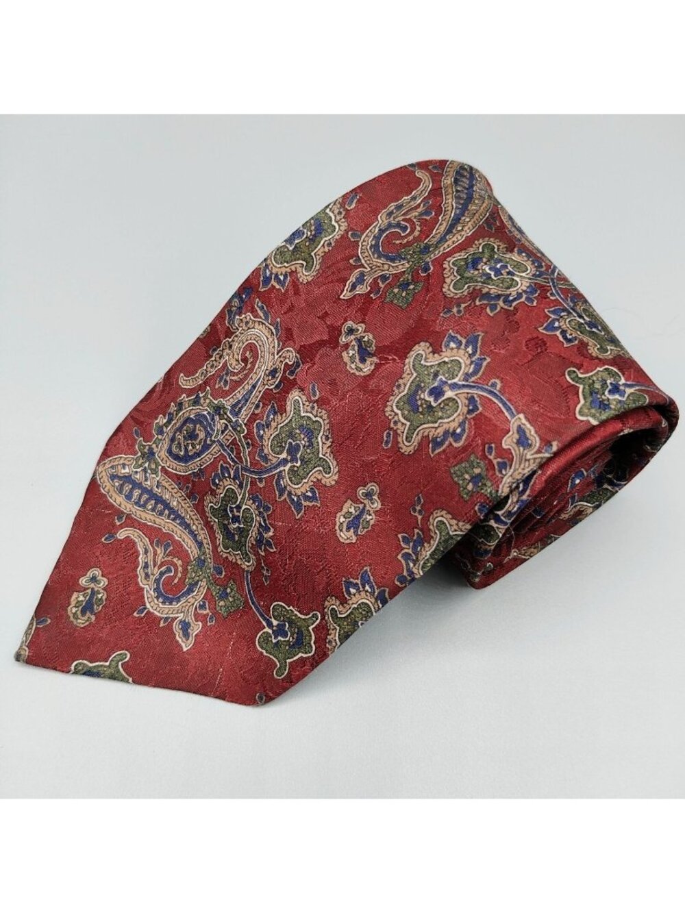 Vintage Envoy Paisley Pattern Red, Blue, Green and Brown Necktie
